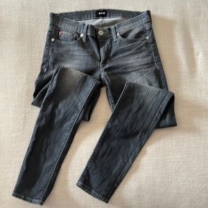 Faded grey Hudson skinny jeans.